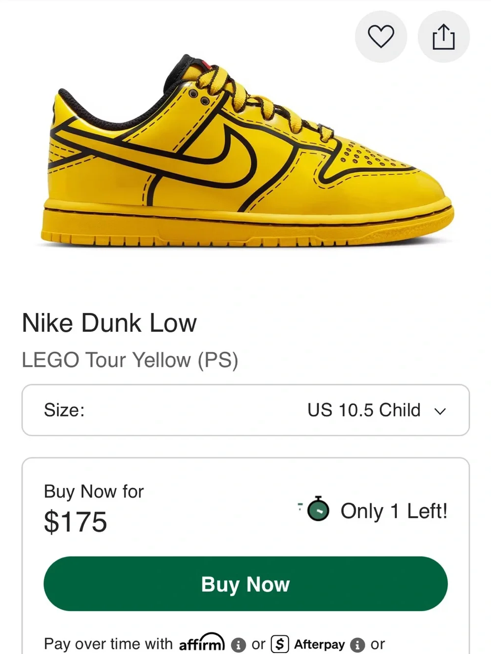 Kids' Nike Dunk Low x LEGO COL Yellow & Black Top Sneakers